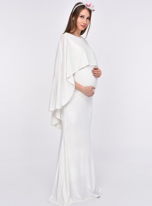 White - Crew neck - Maternity Dress - Moda Labio