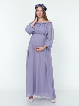 Lilac - Boat neck - Maternity Dress - Moda Labio