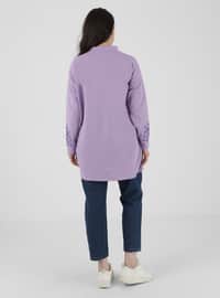 Lilac - - Crew neck - Cotton - Plus Size Tunic