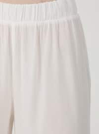 Cotton Fabric Elastic Waist Pants Off White