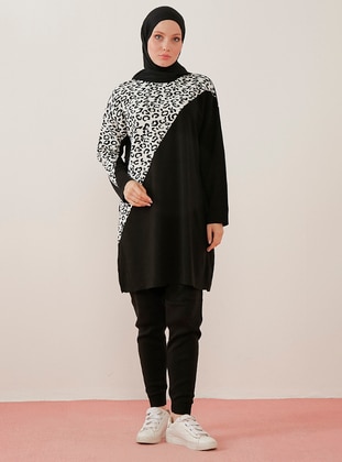 Black - Leopard - Unlined - Knit Suits - Por La Cara