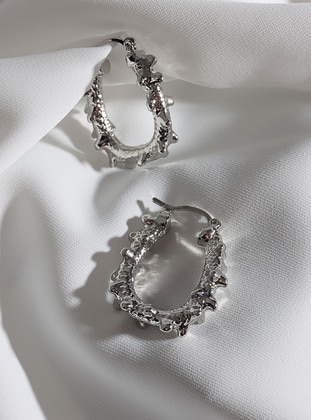 Oval Vintage Silver Color Color Hoop Earrings Silver