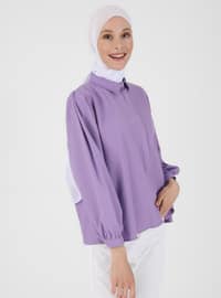 Lilac - Point Collar - Blouses