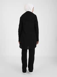 Black - Unlined - Cotton - Suit