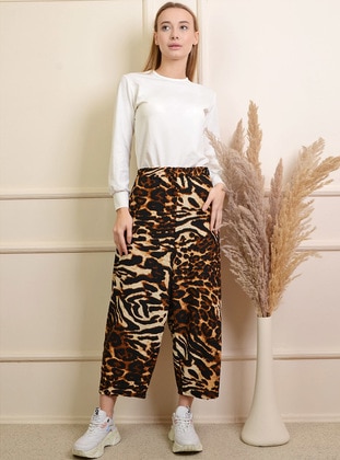 Leopard Patterned Baggy Trousers