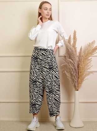White - Black - Zebra - Pants - Pinkmark