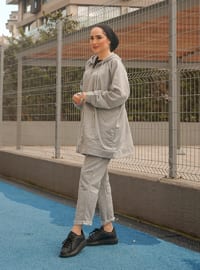 Gray - Tracksuit Set - Topless