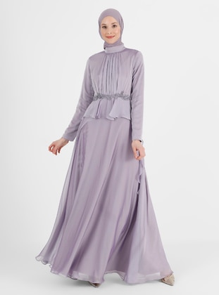 Lilac - Fully Lined - Crew neck - Modest Evening Dress - Refka