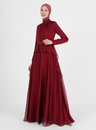 Cherry - Fully Lined - Crew neck - Modest Evening Dress - Refka