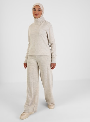 Stretchy Tricot Pants Beige
