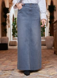 Gray - Denim Skirt