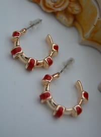 Enamel Hoop Earrings - Gold