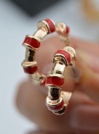 Enamel Hoop Earrings - Gold