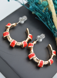Enamel Hoop Earrings - Gold