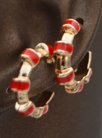 Enamel Hoop Earrings - Gold