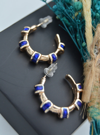 Enamel Hoop Earrings Blue