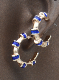 Enamel Hoop Earrings Blue
