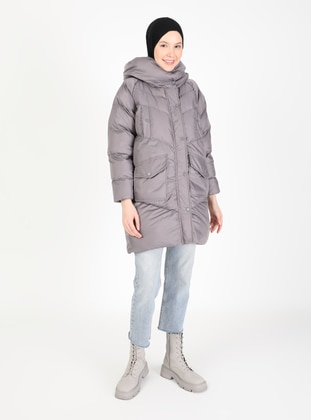 Gray - Fully Lined - Puffer Jackets - Olcay