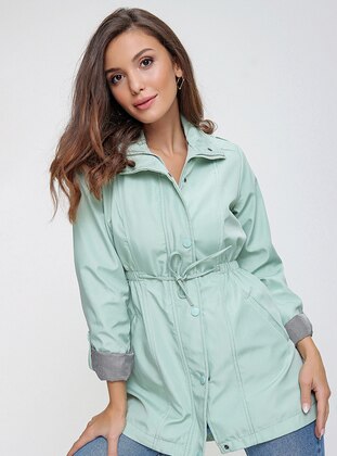 Mint - Gingham - Fully Lined - Trench Coat - By Saygı