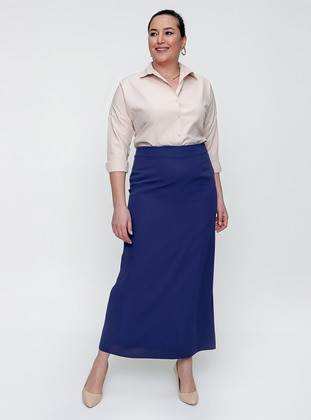 Indigo - Fully Lined - Plus Size Skirt - By Saygı
