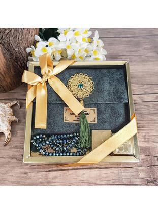 Gift Velvet Yasin Book Bag Included, Crystal Rosary Tasbih, Luxury Chocolate Religious Set-Green