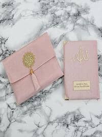 Gift Shantuk Pouch Yasin, Madlen Chocolate, Crystal Rosary Tasbih Set With Gold Box Pink