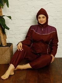 Maroon - Fully Lined - Full Coverage Swimsuit Burkini