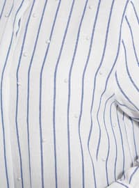 Indigo - Stripe - Unlined - Button Collar - Cotton - Viscose - Abaya