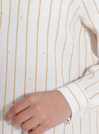 Mustard - Stripe - Unlined - Button Collar - Cotton - Viscose - Abaya