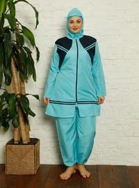 Turquoise - Fully Lined - Full Coverage Swimsuit Burkini