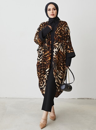 Unlined - Leopard - Brown - Kimono  - Modaefa