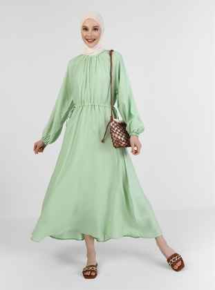 Sea-green - Crew neck - Unlined -  - Viscose - Modest Dress - Benin