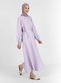 Lilac - Crew neck - Unlined - - Viscose - Modest Dress