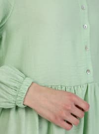 Sea-green - Button Collar - - Viscose - Tunic