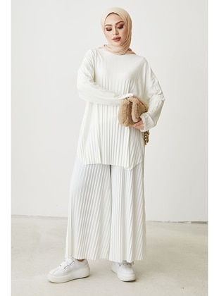 Mila Pleated Trousers Tunic Co-Ord White