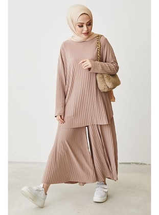 Mila Pleated Trousers Tunic Co-Ord Camel