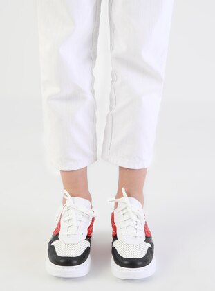 White - Red - Sport - Sports Shoes - Dilipapuç