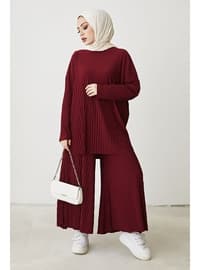 Mila Pleated Trousers Tunic Co-Ord Burgundy