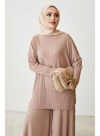 Mila Pleated Trousers Tunic Co-Ord Camel