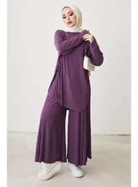 Mila Pleated Trousers Tunic Co-Ord Purple