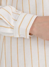 Mustard - Stripe - Unlined - Button Collar - Cotton - Viscose - Topcoat