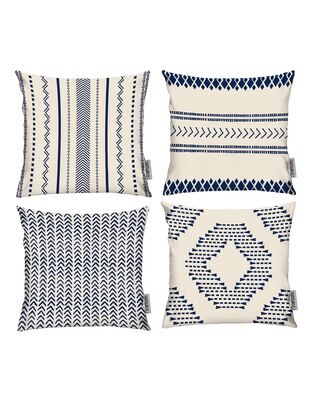 Cream - Navy Blue - Throw Pillow Covers - Ritmo Home