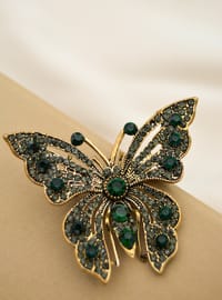 Broche Papillon Pierre Émeraude Vert