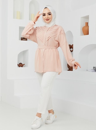 Pleated Front Tunic Powder