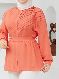 Pleated Front Tunic Pomegranate Blossom