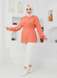 Pleated Front Tunic Pomegranate Blossom
