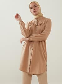 Button Down Tunic With Side Pockets Mink