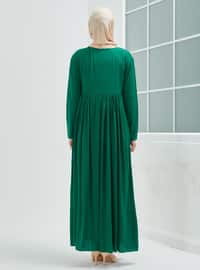 Robe Cut Modest Dress Emerald