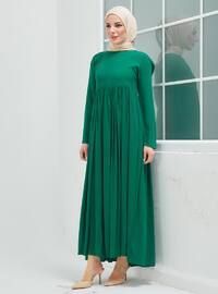 Robe Cut Modest Dress Emerald