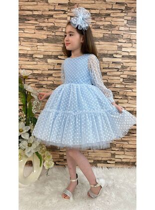 Fully Lined - Blue - Girls` Evening Dress - MNK Baby